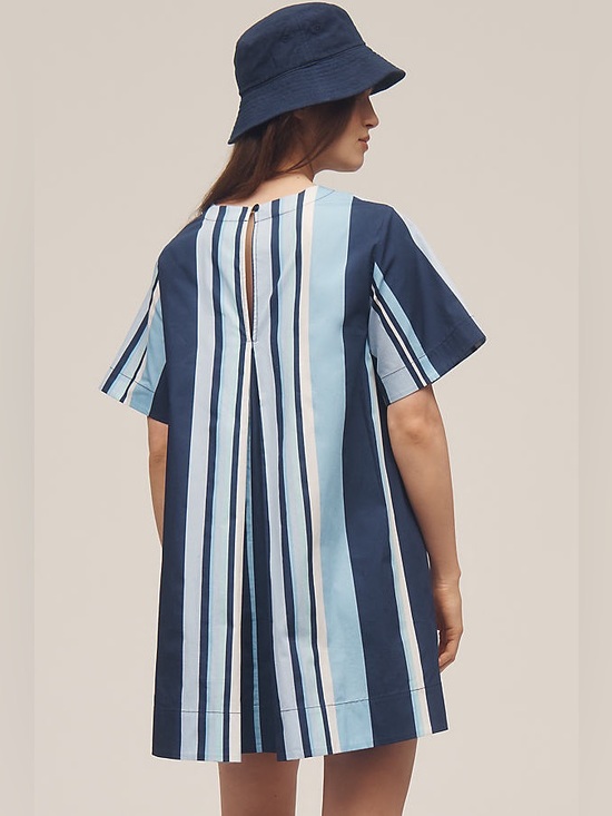 Maeve Dresses & Skirts - Anthropologie Maeve The Emmy Short Sleeve Swing Mini Dress Blue White Medium